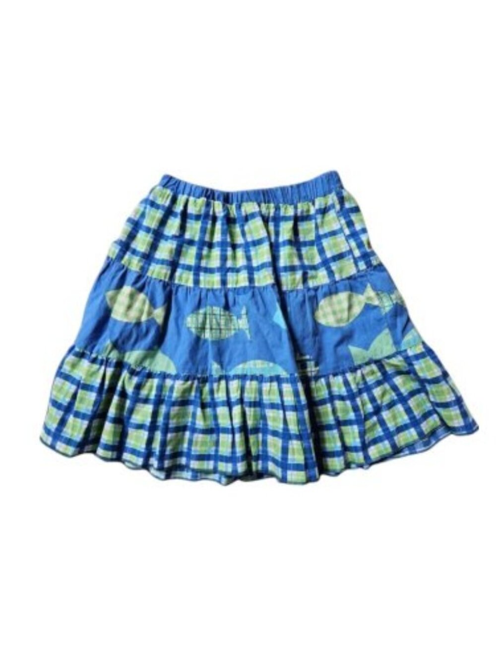 CORKY and Company Blue Plaid and Fishy Cotton Skirt Girls Size 5